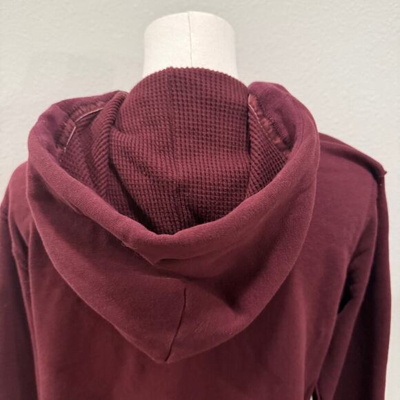 Abercrombie & Fitch Fleece Hoodie Maroon Burgundy XS Pullover Kangaroo Pocket - Picture 4 of 8